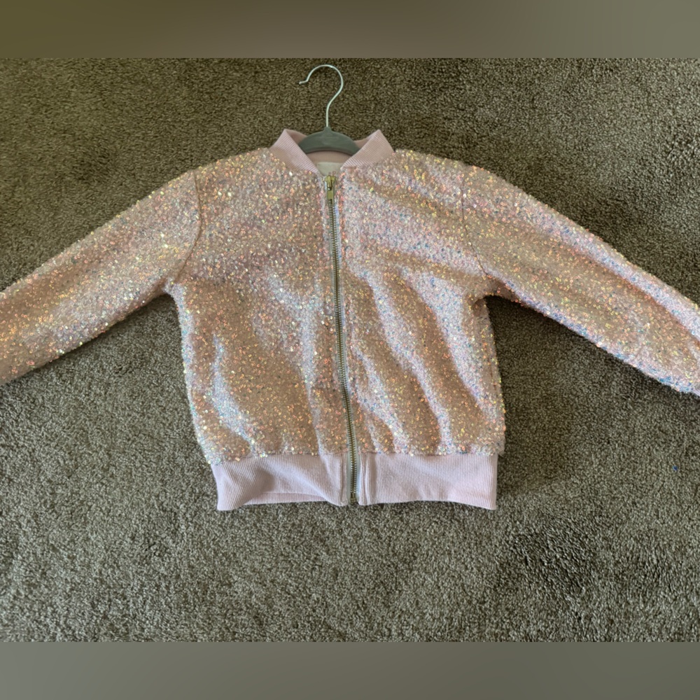 Sparkle Pink Sequin Kids Bomber Jacket